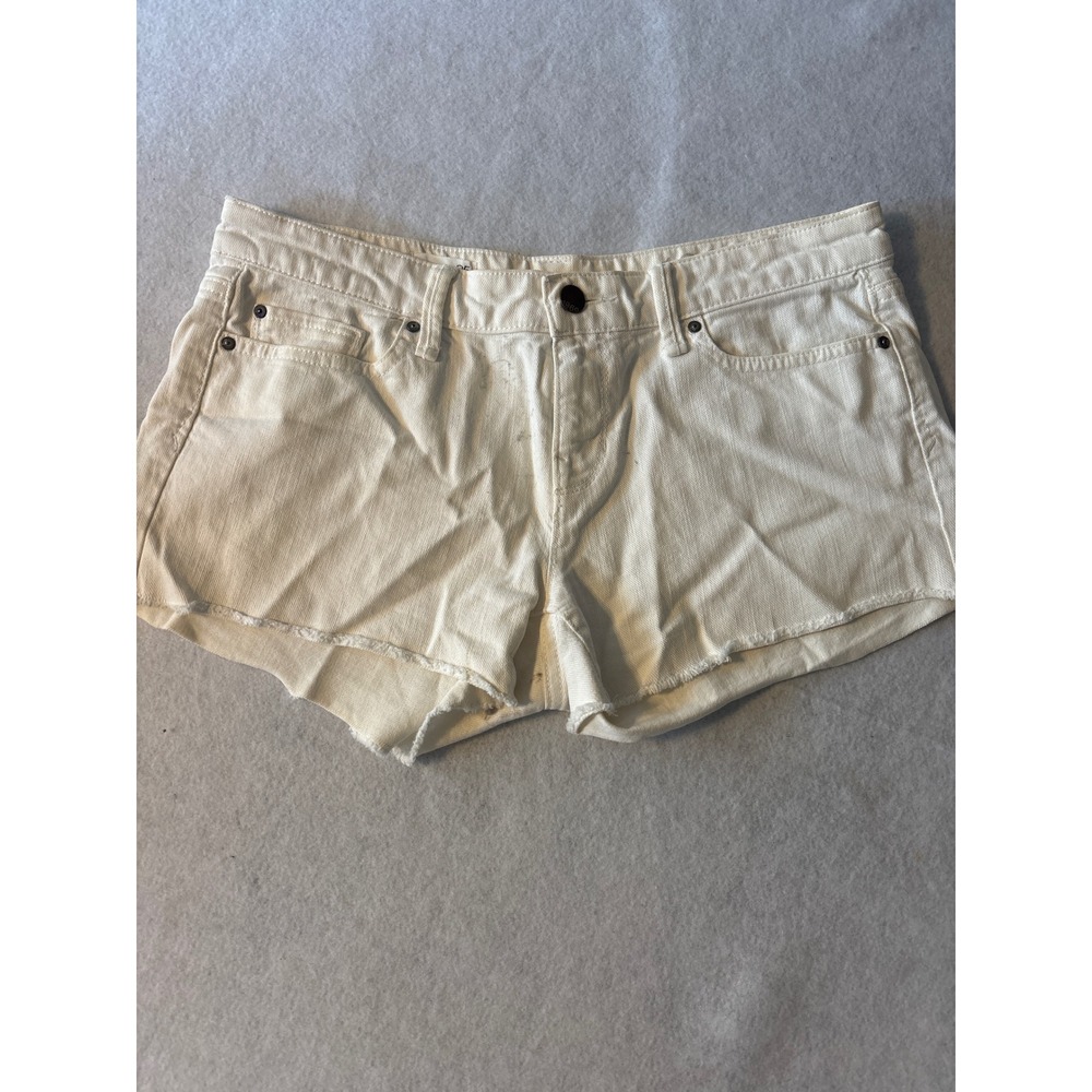 Gap 1969 Summer Cut-Offs White Denim Shorts Womens 25 Low Rise Raw Hemโ